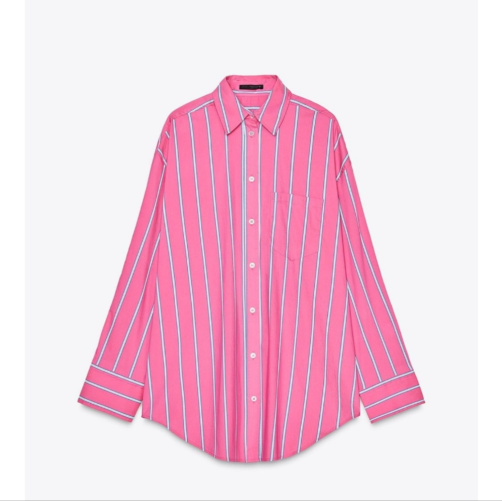 Zara Oversized Pink Striped Shirt